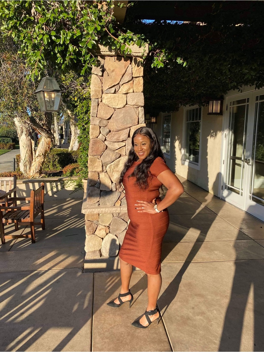✨ Fashion Nova Bandage Midi Dress – Cognac ✨